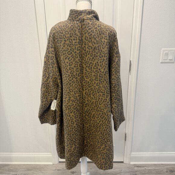 New Old Navy Leopard Print Long Line Coat 2X Textured Jacquard Tall Mob Wife - Picture 4 of 15
